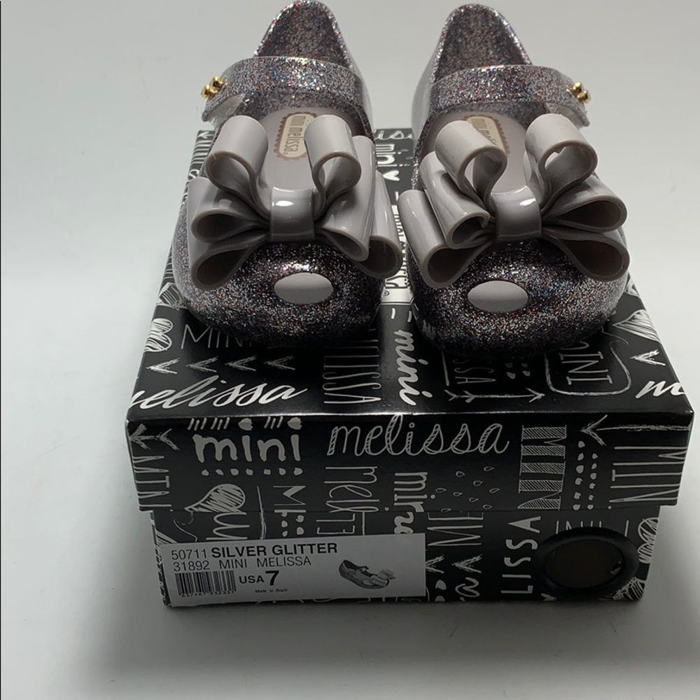 Silver Glitter mini Melissa size 7